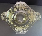 Vintage 1930s Paden City Ardith Yellow Elegant Glass Handled Console Bowl 12 