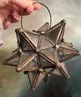 Vintage Moravian Star Hanging Lantern Candle Holder Glass Metal 