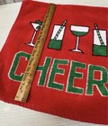 Vtg Bar kitchen hand Towel Large    cheers    Holiday Themed Red  Approx 12   x24   