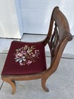 Vintage Duncan Phyfe Style Side Chair Needlepoint Lyre Harp Back