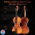 Ceciliec Acoustic Violin For Beginners  Cvn-500 Solidwood Ebony F