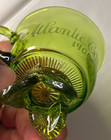Antique Atlantic City 1905 Hazel Etched Souvenir Cup Green Glass Footed Nj