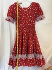 Red Square Line Dance Tea Dress Handmade 28-34   elastic Waist Bust Approx 38    M l