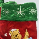 Winnie The Pooh Disney Holiday Christmas Stocking Green Red Velvet Baking 15 5 
