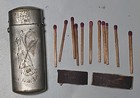 Vtg Match Safe Case Box Engraved Tree Fishing Net Bag Fishing Rod Fish 1890s