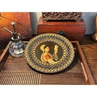 9  Vintage Romanian Hand   painted Wooden Decorative Plate     Folk Art Portrait