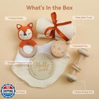 Wooden Teether 6 Pcs Beige Baby Girl Gifts Basket Newborn Girl Essentials New