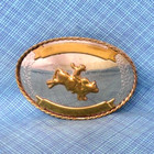 Rodeo Cowboy Bull Rider Belt Buckle Western Nickel Silver Trophy Vtg  nox698