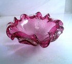 Purple Murano Ash Tray - Sommerso Controlled Bubble Art Glass Vintage