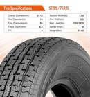Set 4 St205 75r15 8ply Trailer Tires Load Range D Heavy Duty 205 75r15 205 75 15