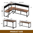 3-piece Dining Table Set 47 2  Brown Corner Dining Room Table For 4-6 People