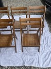 5 Vintage Wood Slat Folding Chair Mid Century Chairs Poland Retro Foldable 70   s
