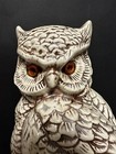 Vtg Byron Mold Ceramic Great Horned Owl Figurine 12   x5    Hand Painted Glass Eyes