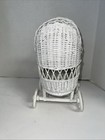 White Wicker Hooded Doll Buggy Stroller Baby Doll