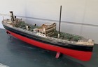 Antique Vintage 1920s Fleischmann 20    Tin Clockwork Wind Up Oil Tanker Ship