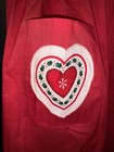 Vintage Mcm Red Christmas Half Waist Apron Hearts Holly Berry Pockets