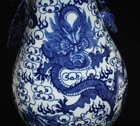Old Chinese Blue And White Porcelain Zun Vase W  Dragon Kangxi Mk Th2575