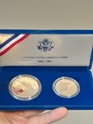 1986 Us Mint Silver Dollar And Half Dollar Liberty Proof Coin Set With Coa   Box