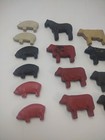 Vintage Unmarked Nos 1930-40s Hard Rubber Toy Barnyard Cow Sheep Pig Lot Of 40