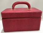 Estee Lauder Train Travel Makeup Case-faux Leather-lipstick Red-hard Case-vtg