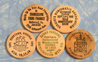 Lot Of 5 Vintage Virginia Wooden Nickels Tokens Wood Coin Collection Va