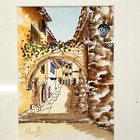 Watercolor Painting print An Alleyway In Saint-montan  France Signed By Homelle