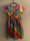 Girls Rainbow Sequin Dress  sz 5  With Pink Lining  Great Shape