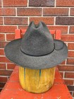 1930s Vintage Western Fedora Hat Stetson Nutria Charcoal Grey   Box Size 6 7 8