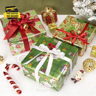 Christmas Wrapping Paper 3 Rolls Green Silver Red Metallic Foil Shine Gift Wrapp