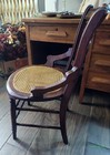 Victorian Walnut Parlor Reeded Seat Vanity Chair