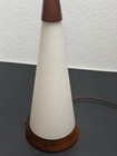 Vtg Mid Century Modern Danish Teak Wood White Ceramic Lamp Mcm 16 5   
