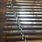 17 Antique Brass Stair Rods 34 Brackets Gothic Trifold Fleur De Lys 42  107cm