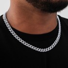 Men s 925 Sterling Silver White Gold Plated Cz Cuban Link Chain Box Clasp
