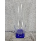 Clear Glass Vase Blue Square Base Small Bud Vase Decorative Accent 7 