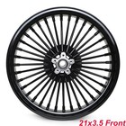 Black 21  18  Front Rear Wheels Fat Spokes Softail Fatboy Road King Dyna Touring