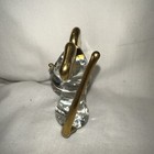 Vintage Glass Mouse Figurine paper Weight With Metal Accents Hand Blown