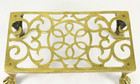   1850 s Early Victorian Reticulated Brass Trivet Lion Paw   Ball Feet Fireplace