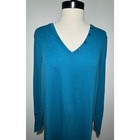 Chico s Teal Solid V-neck Long Sleeve Tee Shirt Top Blouse Tunic Womens 3 Xl