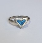 Blue Turquoise Inlay Heart Ring Size 4 For Child Or Adult Pinky Finger Vintage