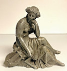 Antique Art Deco Nouveau Female Statue Victorian Sculpture Cast Metal Clock Top
