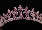 Sexy Pink Austrian Rhinestone Crystal Crown Tiara Combs Bridal Wedding T301pink