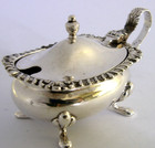 English Sterling Silver Blue Glass Lined Mustard Pot 1992 54g Of Silver