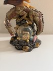 Gothic Dragon Statue W  Crystals   Treasure Holding Snow Orb Fantasy Decor 