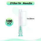 100 Pack 21 Gauge 1 Inch Needle 25mm With Cap  21 Ga Disposable Needles For I   