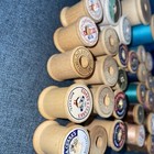 45 Vintage Antique Mixed Thread Lot Wooden Spool Blank   Cotton Nylon Sewing