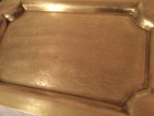Vintage Brass Ornate Etched Decorative Serving Tray With Handles Rectangular