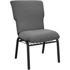 21  Wide Black Marble Fabric Church Chair With Book Rack And Black Vein Frame