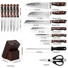 Knife Set  15-piece Kitchen Knife Set With Block Wooden German Stainless Steel