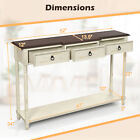 Farmhouse Console Table Entryway Sideboard W open Storage Shelf   3 Drawers