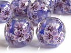 10pcs Exquisite Handmade Lampwork Glass Beads Blue Purple Flower 14mm